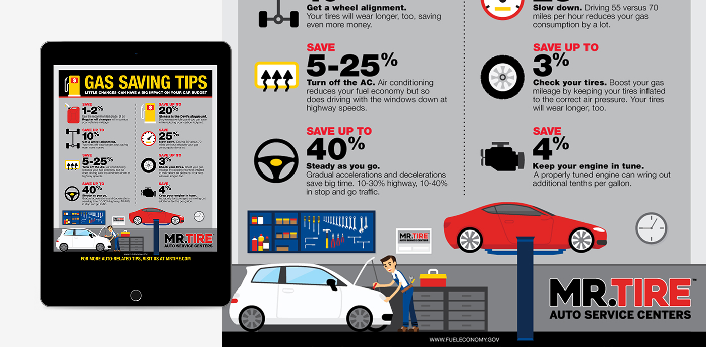 Mr. Tire Gas Saving Tips infographic