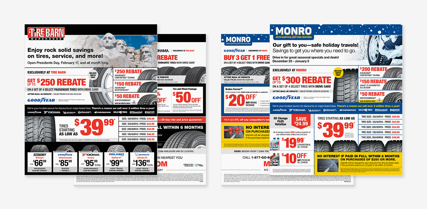 Tire Barn and Monro megasheet inserts